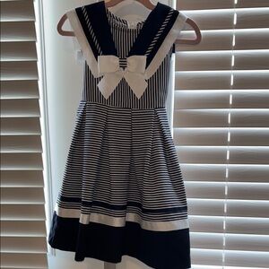 Navy and White Striped Kids Dress